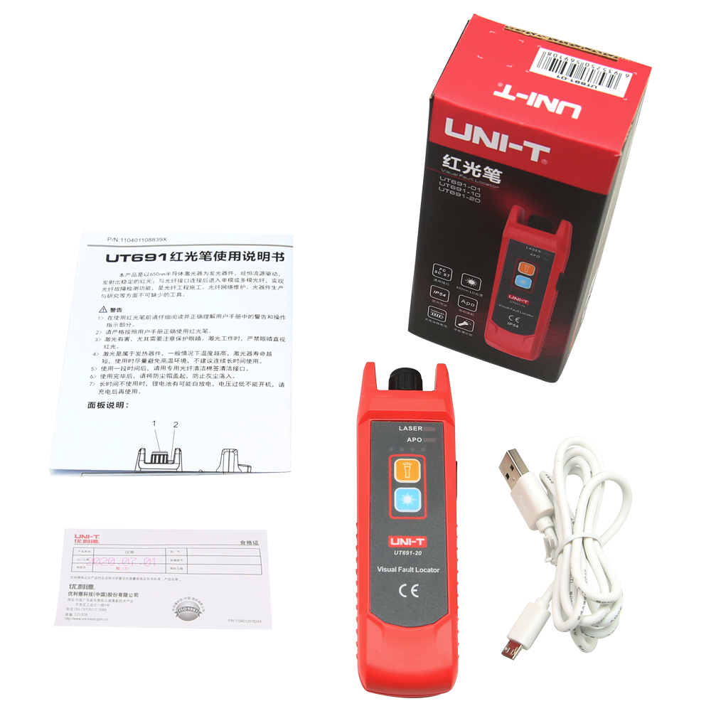 UNI-T UT691 Visual Fault Locator 15 Km Red Light Pen Optical Fiber Tester Red Light Source Test