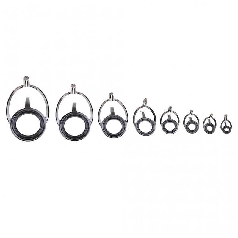 8 Pcs Fishing Rod Guide Oval Fishing Rod Eyes Guides Line Rings Pole Repair Kit Mixed Size Double Leg Rings: Default Title