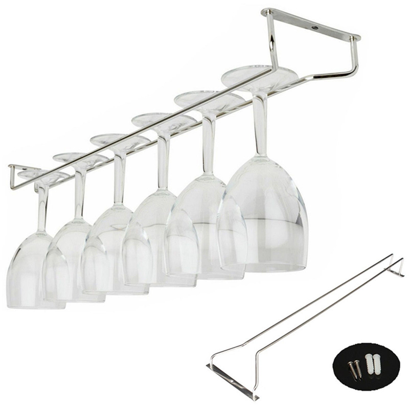Top 27/35/55cm rustfrit stål vinreol glasholder hængende bar bøjle hylde hjem nyttig