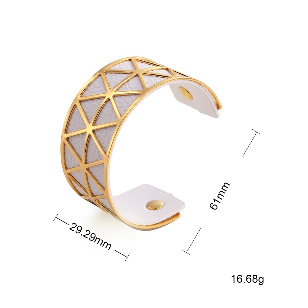 Teamer, pulsera hueca de cuero de PU, brazalete de Georgette, joyería india, Manchette para mujer , bisutería de muñeca para hombres: 16