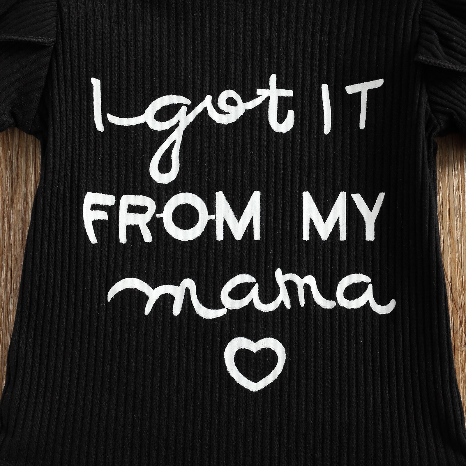 0-18M Kreeg Ik Uit Mijn Mama Baby Baby Meisje Kleding Brief Print Ruches Korte Mouw Romper + Luipaard Print Lange Broek