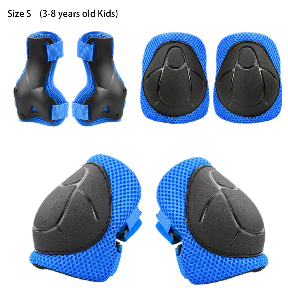 KINGBIKE Kids Roller Skating Bicycle Helmet Knee Wrist Guard Elbow Pad Set 7 pieces Child Cycling Sports Protective Guard Gear: Protector-Blue