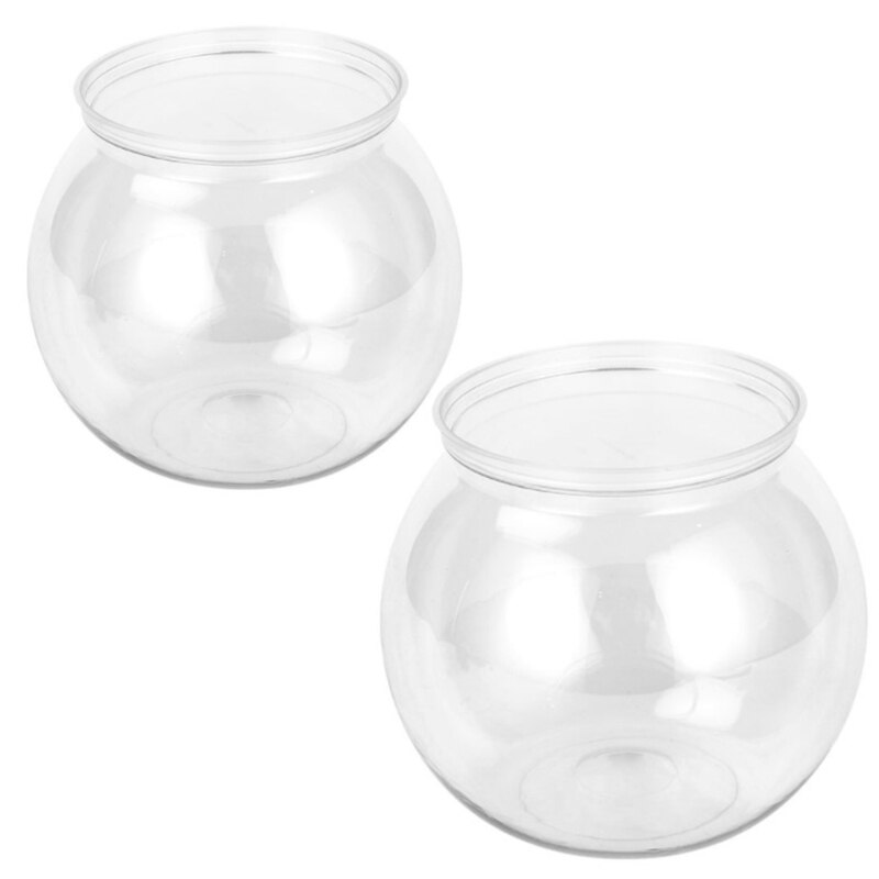 Cuencos de plástico redondos para acuario, cuencos transparentes irrompibles para peces pequeños, 2 tamaños, jarrones para dulces, soporte de Adorno