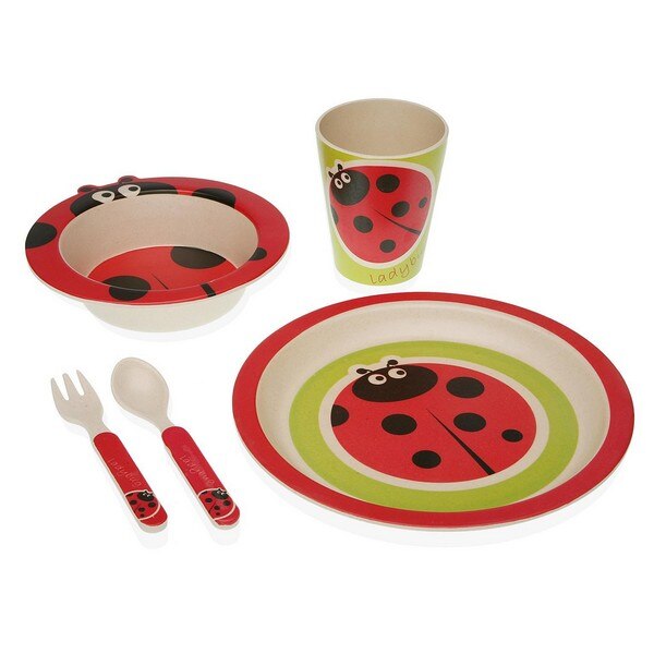 Set de Vajilla Fibra de Bambú Infantil Mariquita (5 pcs)