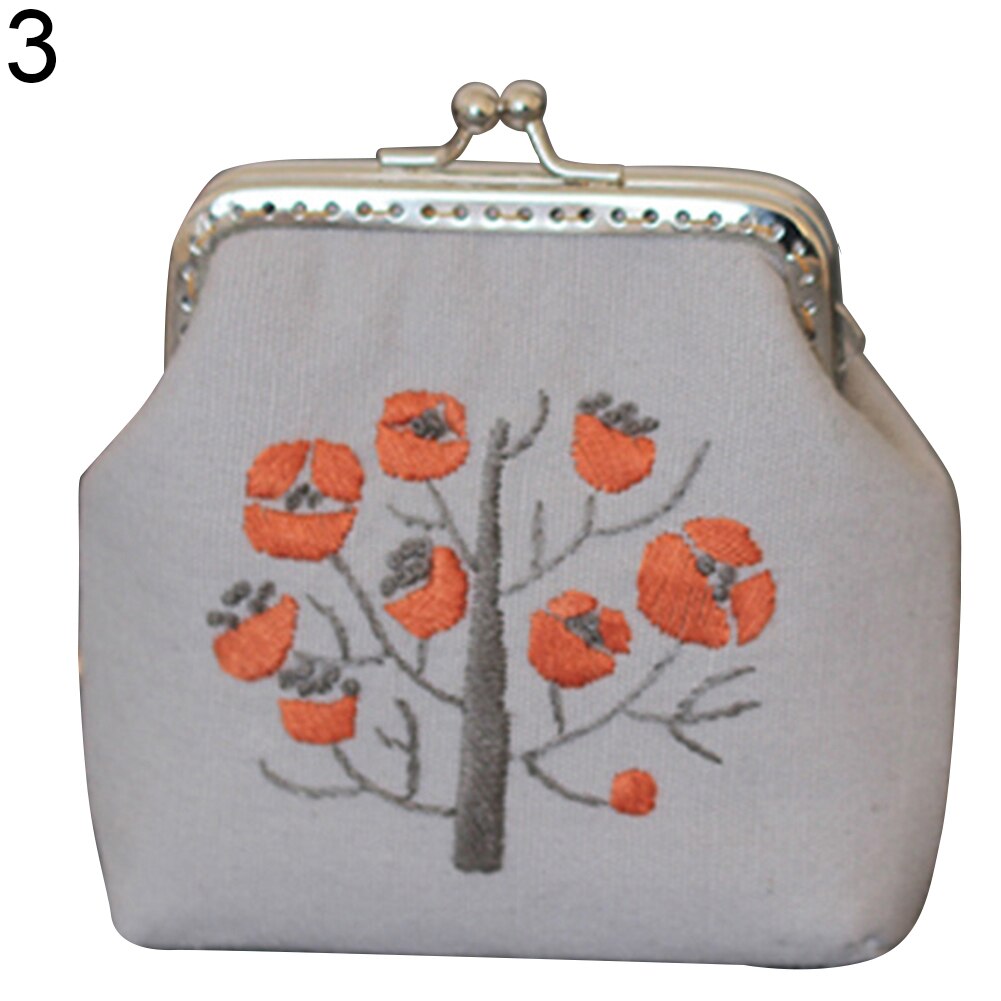 Monedero con bordado de flores para manualidades, monedero de punto de cruz con bordado, materiales de estilo chino, monedero pequeño Vintage para mujer: 3