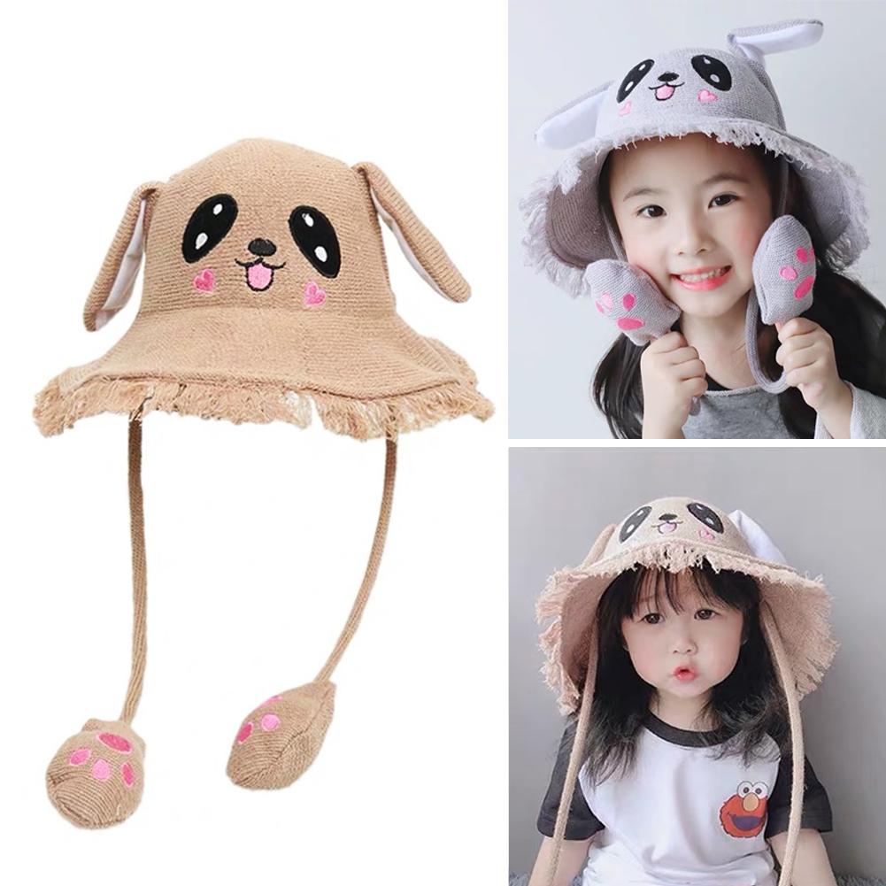 Cartoon Ears Press Air Cute Bag Moving Up Down Hat Girl Kids Summer Bucket Cap for children and adult