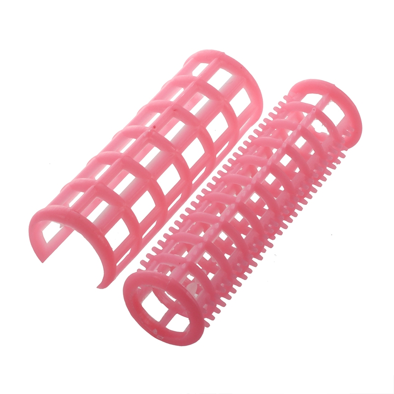 12 Stuks Roze Plastic Diy Haar Styling Roller Krulspelden Clips