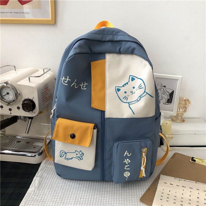 neue Frauen Rucksack Neue Patchwork Weibliche Große Kapazität Wasserdichte Nylon Schultern Schule Tasche Geburtstag