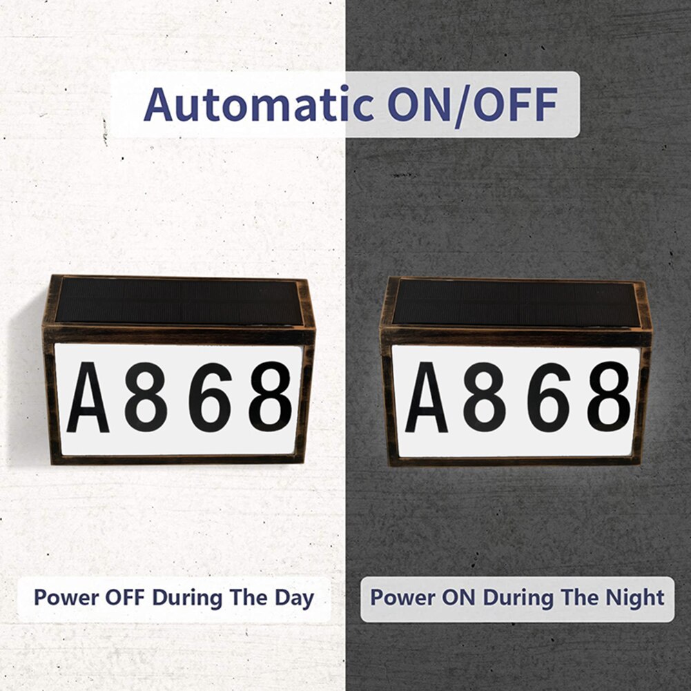 LED Solar Power Number Sign Light House Hotel Door Address Plaque Number Digits Plate Lampes Outdoor Wall Solar LED Light