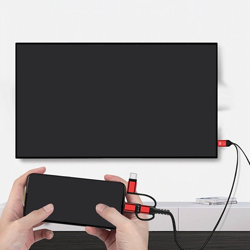 3 In 1 Micro-Usb Type-C Naar Hdmi Compatibele Adapter Kabel Hetzelfde Scherm Kabel Telefoon Naar Hdmi hetzelfde Scherm Kabel 2M