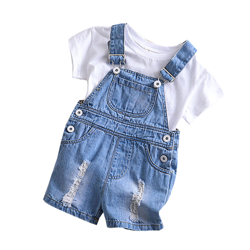 Monos de mezclilla para niños de 6 a 24 meses, ropa informal de verano para niños pequeños, pantalones cortos con tirantes, Mono para bebés, DQ334