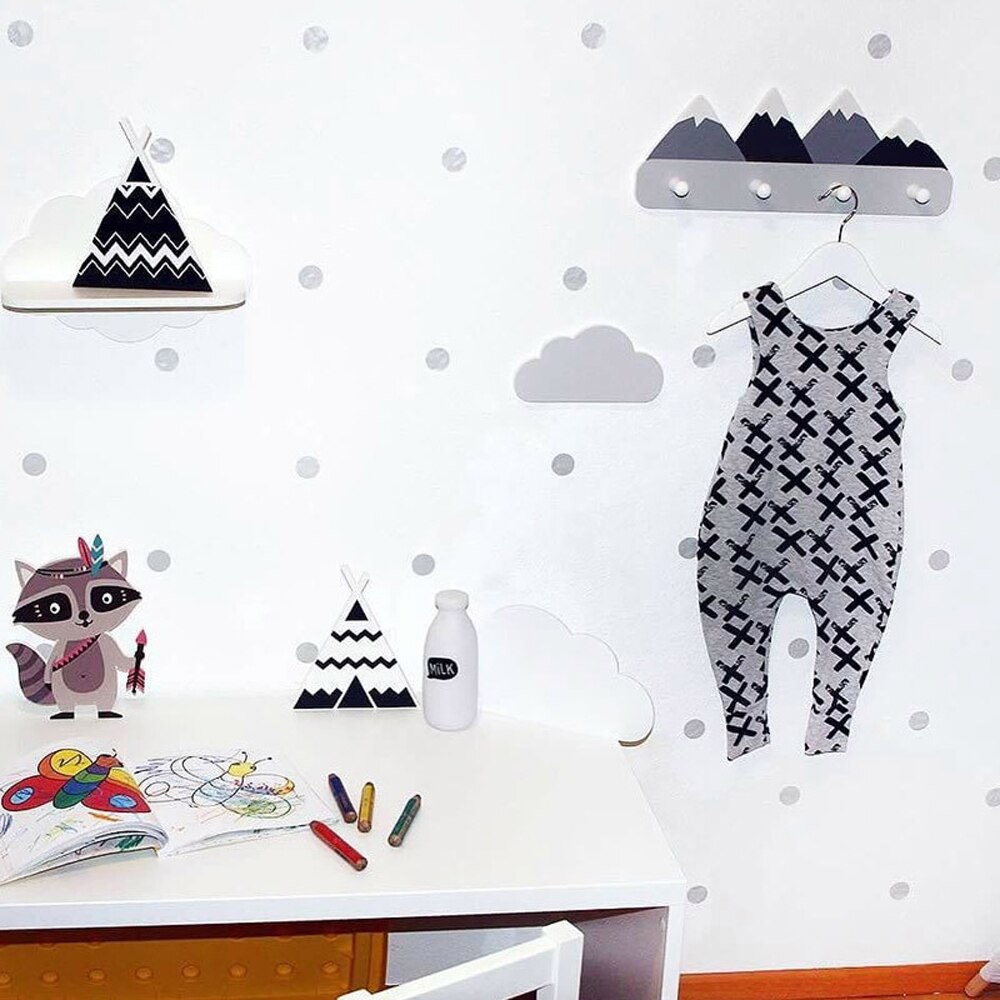 Scandinavische Stijl Houten Mountain Kids Jas Rack Geometrische Mountain Art Plank Voor Kleding 4 Haak Van 1 Stuk Kinderkamer decor Idee Cadeau