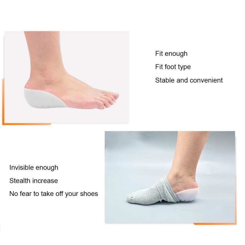 Semelles intérieures de chaussures en Silicone, 1 paire, rehausseur, chaussures de sport, courbées, coussin, unisexe, 2-4cm