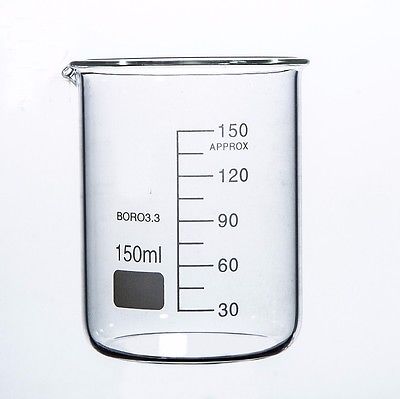 150ml Low Form Beaker Chemistry Laboratory Borosilicate Glass Transparent Beaker Thickened with spout
