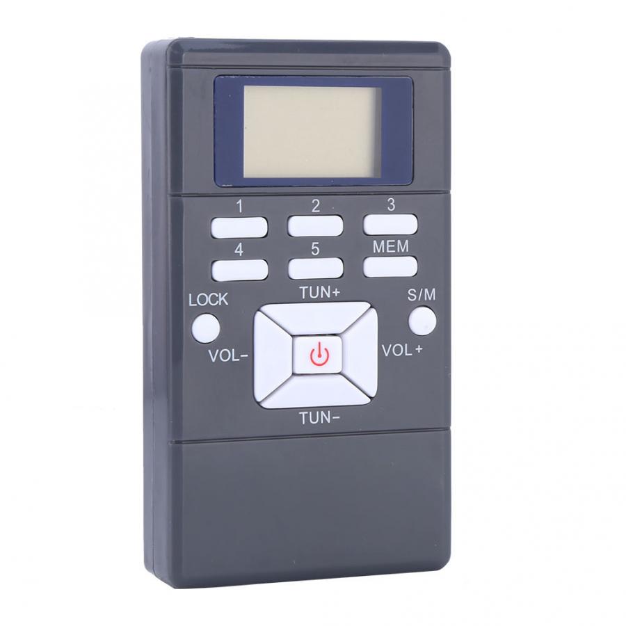 Black/White Mini Portable LCD FM Radio Digital Signal Processing Wireless Receiver With Earphone: black