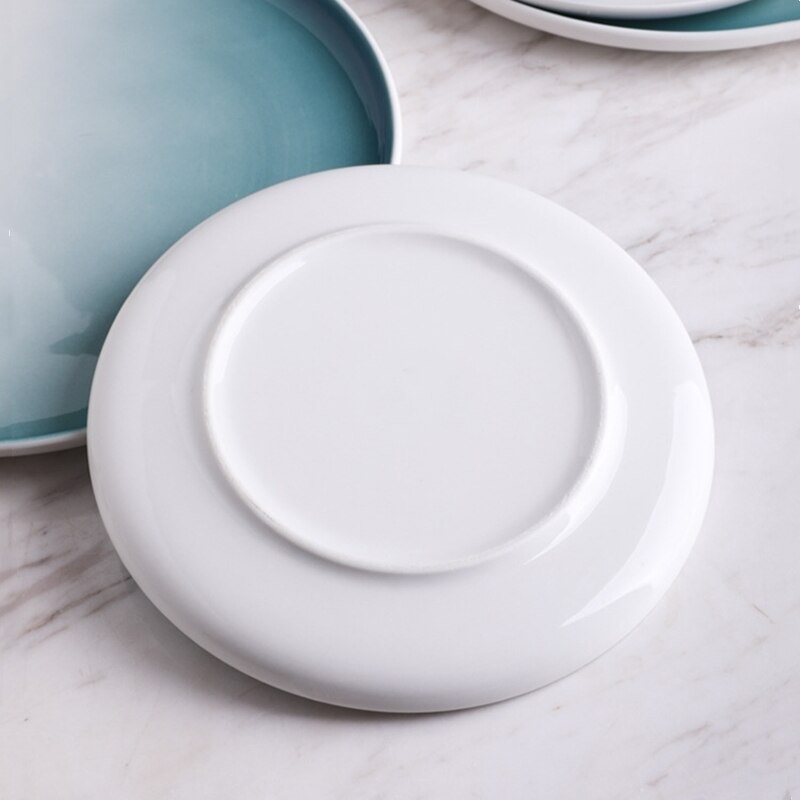 Gradient Two-color Western Steak Ceramic Plate Household Porcelain Large Dishes Nordic Restaurant Chinaware Dessert Tableware