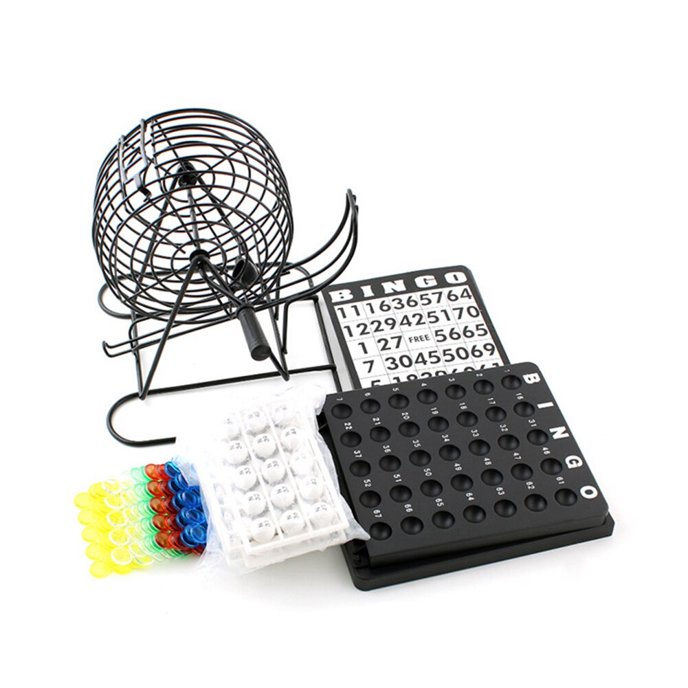 Divertido juguete para de Bingo para adultos, juego de Mini con bolas, cartas, caja de Metal, juego de máquina de lotería, familia, tipo Manual, para casa
