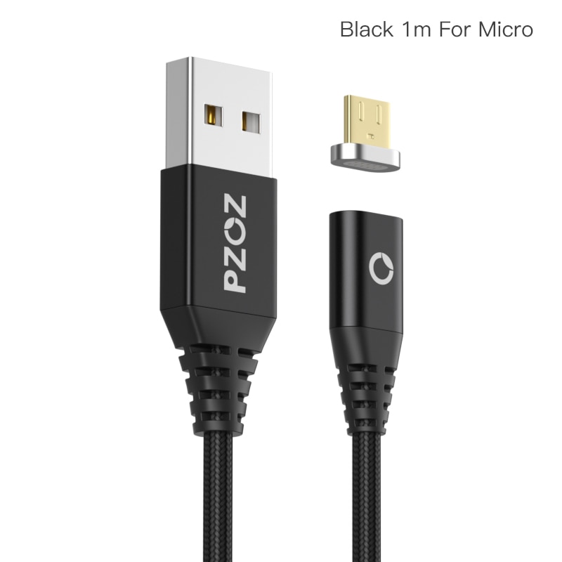 PZOZ Shop club exclusive Magnetic Cable Type C Micro USB C 8pin Fast Charging Adapter Phone Microusb Type-C Magnet Charger: Black 1m For Micro