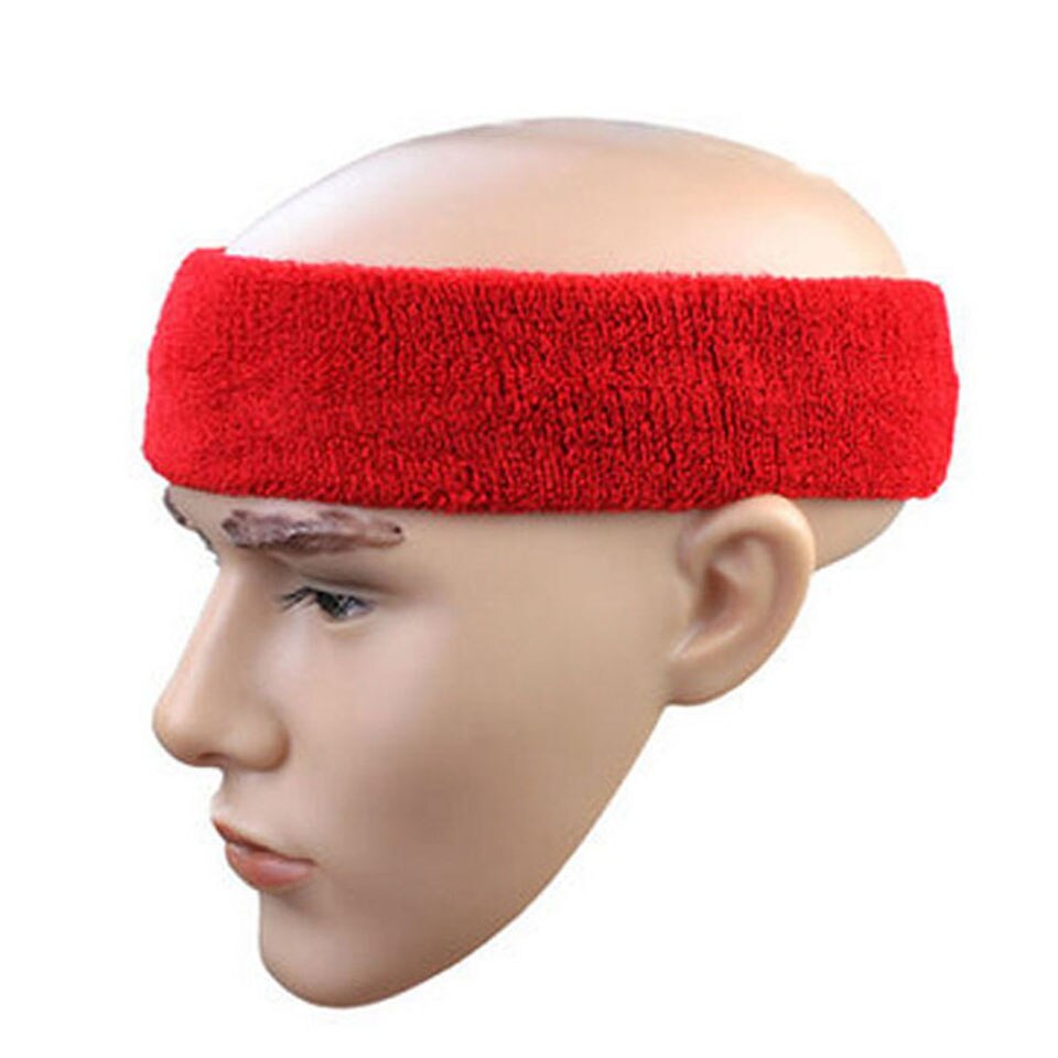 Aolikes top bomuld håndklæde klud sport svedbånd yoga hårbånd hoved svedbånd pandebånd sportssikkerhed: Rød