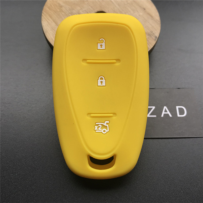 ZAD-funda de silicona para llave de coche, Carcasa protectora para mando a distancia sin llave, para Chevrolet Cruze Spark Onix Volt Aveo Sonic, 3 botones: YELLOW