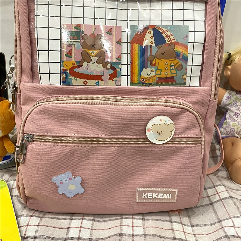 Moda ITA plecak wodoodporny Nylon dla kobiet Laptop panie śliczny żeński plecak Kawaii Student mężczyźni przezroczysty tornister