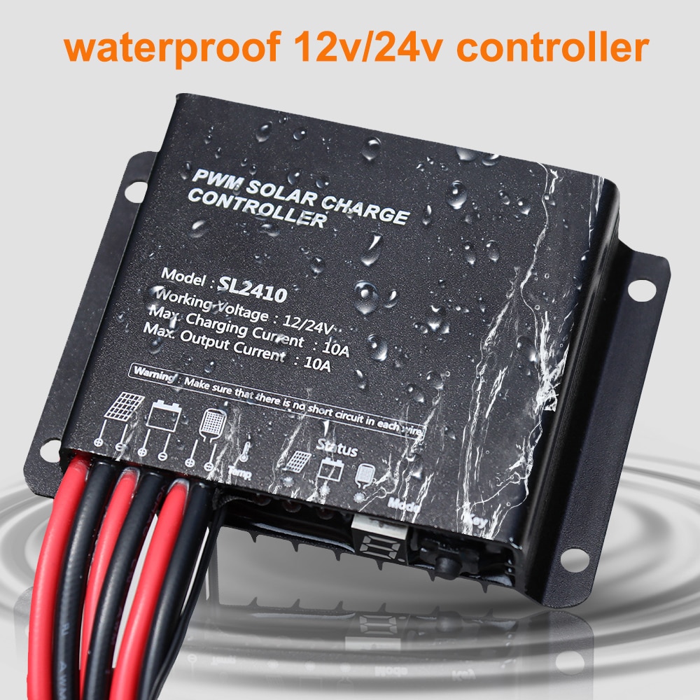waterproof 10A Solar Charge Controller 12V 24V Auto PWM LCD USB 5V Output Solar Cell Panel Regulator PV Home Battery Charger