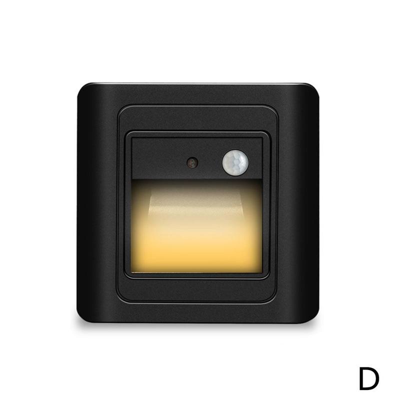 2w natlys intelligent lampe pir bevægelsesdetektor trin led forsænket stege lampe trappe foyer sensor køkkenlys lampe wal  v5 x 6: D