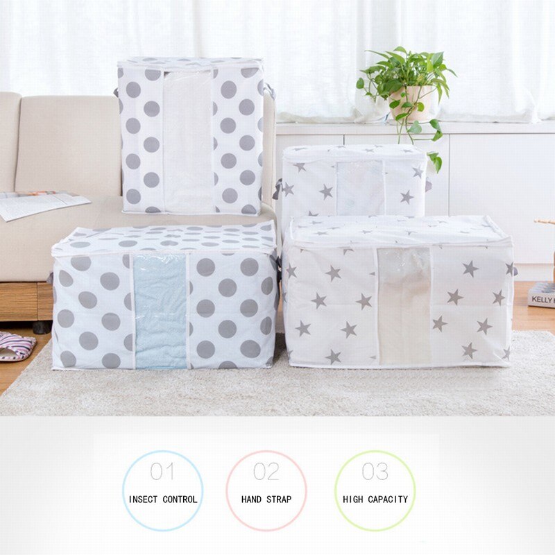 Sammenleggbar oppbevaringspose klær teppe quilt skap genser organizer eske poser klesskap organizer