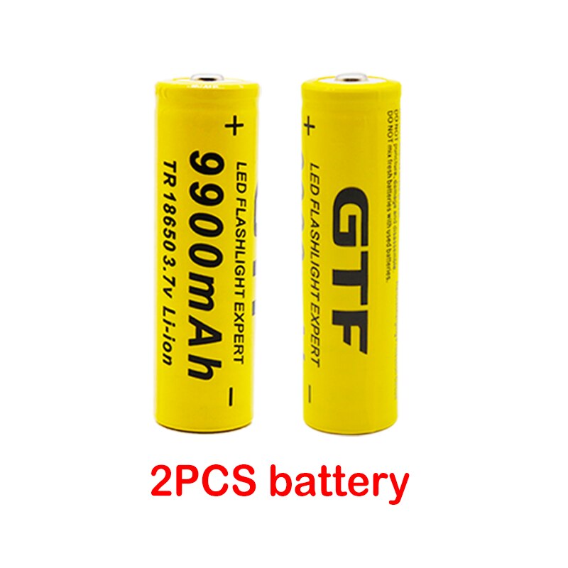 100% 18650 battery 3.7V 9900mAh rechargeable lion battery for Led flash light battery 18650 battery + USB charger: Black