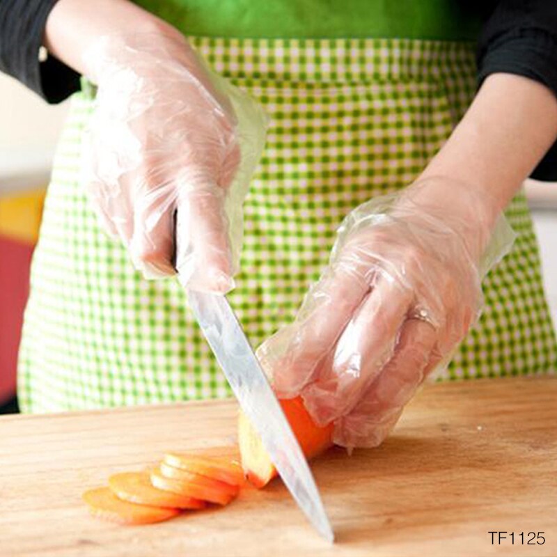 Kertakäyttöiset käsineet paksunnettu pe muovikalvo ruoka catering hygienia kauneus 100 vain keittiön grillivälineet