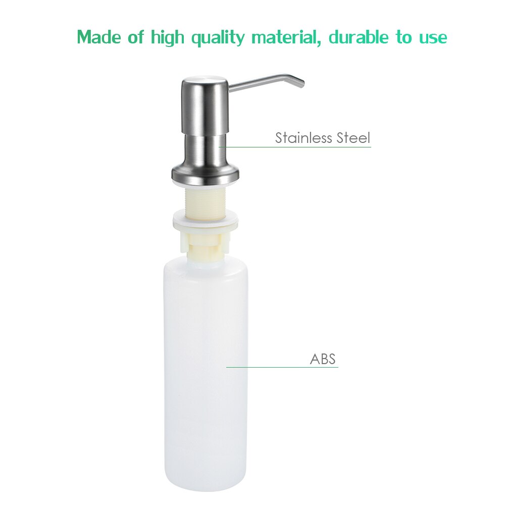 Kitchen Sink Soap Dispenser Detergent Liquid Soap Lotion Dispensers Stainless Steel Head+ ABS Dispenser