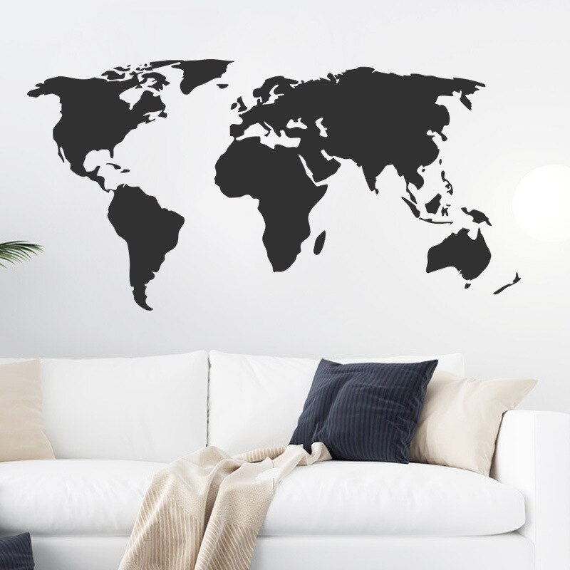 Black World Map Wall Stickers Living room Bedroom Wall Decor Kids room Vinyl Wall Decals Art Wallpaper Home Decoration