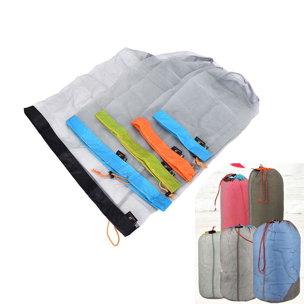 Camping Sports Ultralight Mesh Storage Bag Outdoor Stuff Sack Drawstring Bag Storage Bag Traveling Organizer Outdoor Tool