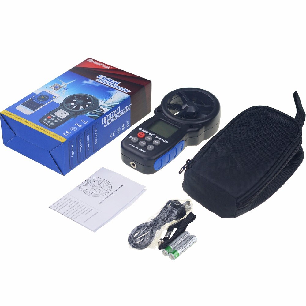 HoldPeak HP-866B-WM Digital Anemometer Measurement Wind Speed Anemograph LCD Anemometro with Backlight Air Flow Tester