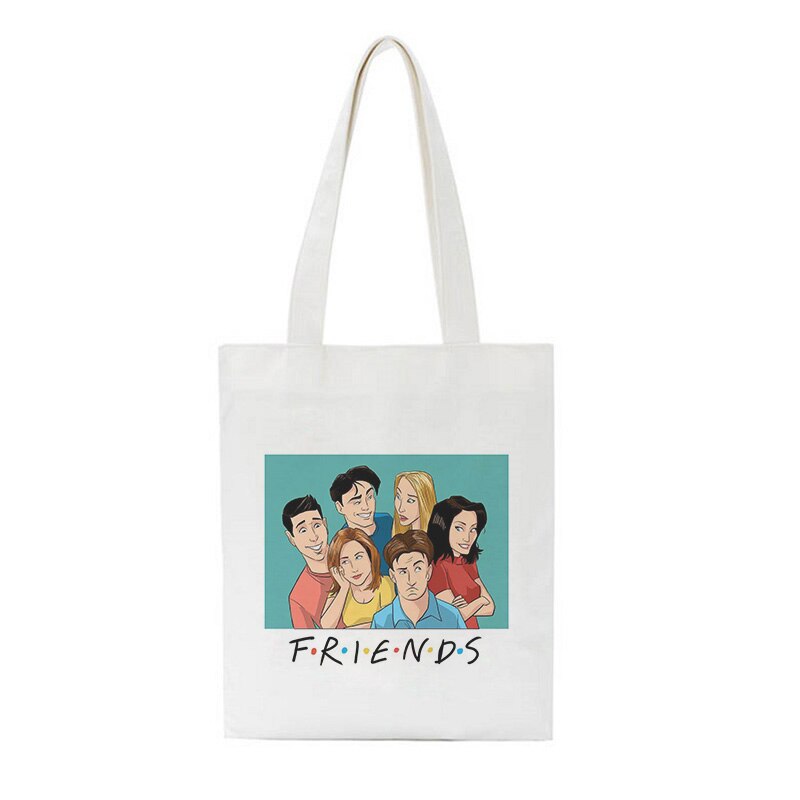 Friends tv-show schoudertassen cartoon boodschappentas harajuku casual dames tas portemonnee grote handtas street ins crossbody tas: 14