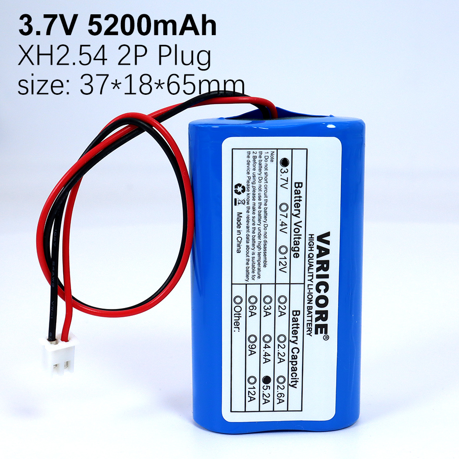3.7V/4.2V 18650 Li-ion battery 3000mAh 5200mAh 6000mAh 9000mAh 12000mAh with PCB protection XH 2.54 2P Plug: Gold