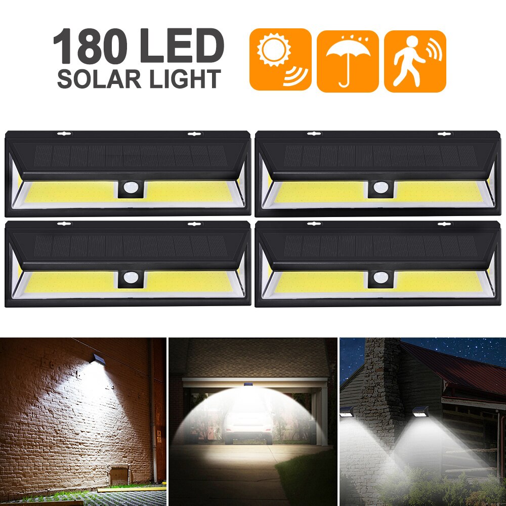 COB 180 led solar lamp outdoor waterproof PIR Motion Sensor Street Lamp for Garden Decoration Solar Light