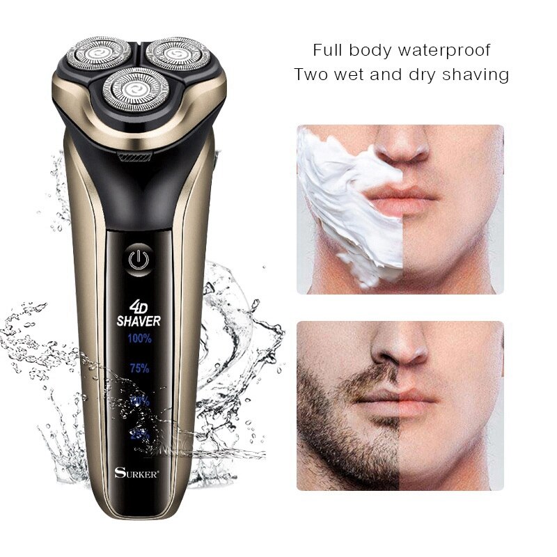 Surker Electric Face Shaver Men&#39;s Electric Razor Triple Blade Shaving Machines USB Rechargeable Beard Trimmer