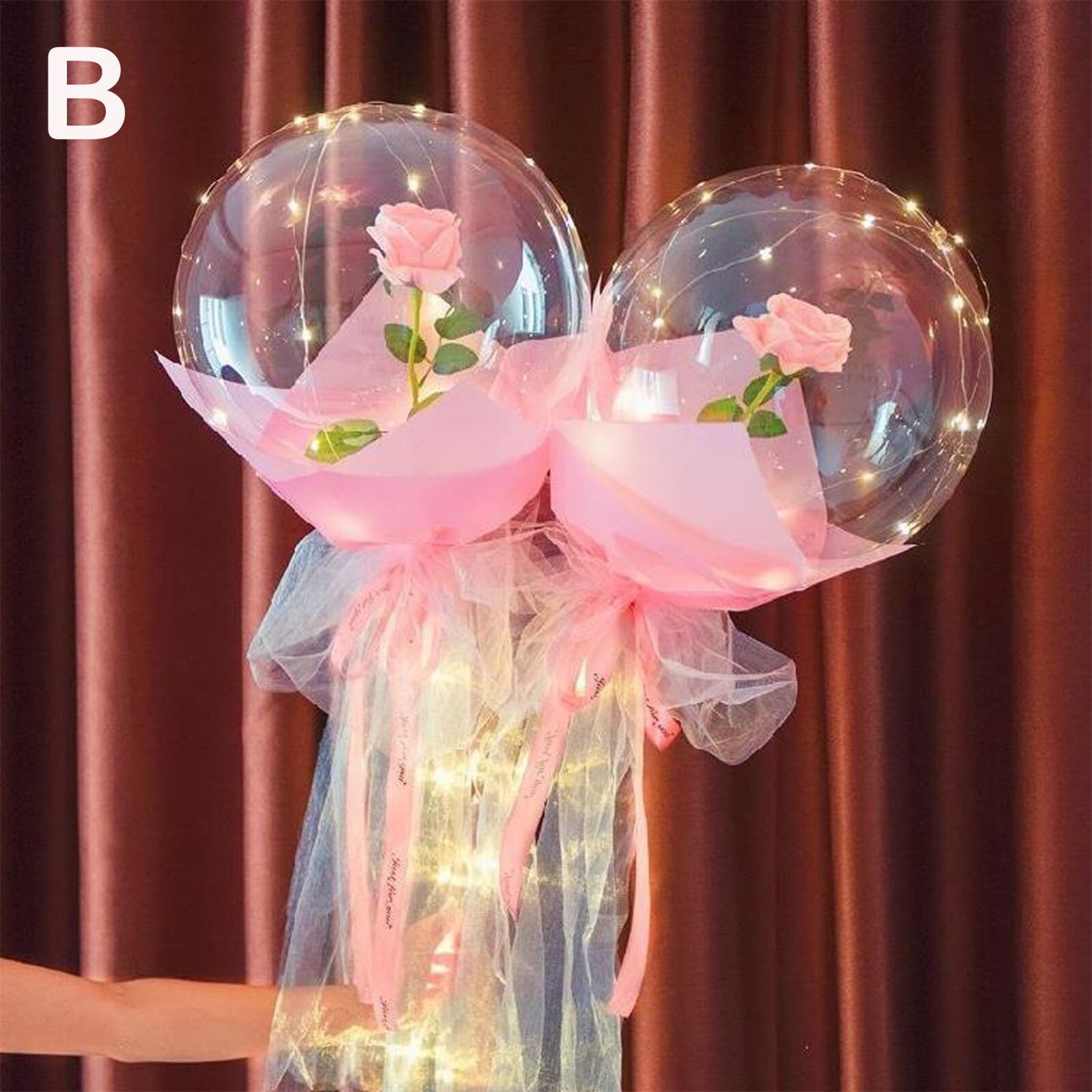 Rose Bouquet Led Luminous Balloon-rose Bouquet Diy Innovative Product Christmas Valentine's Day Led Ballons#t2: B