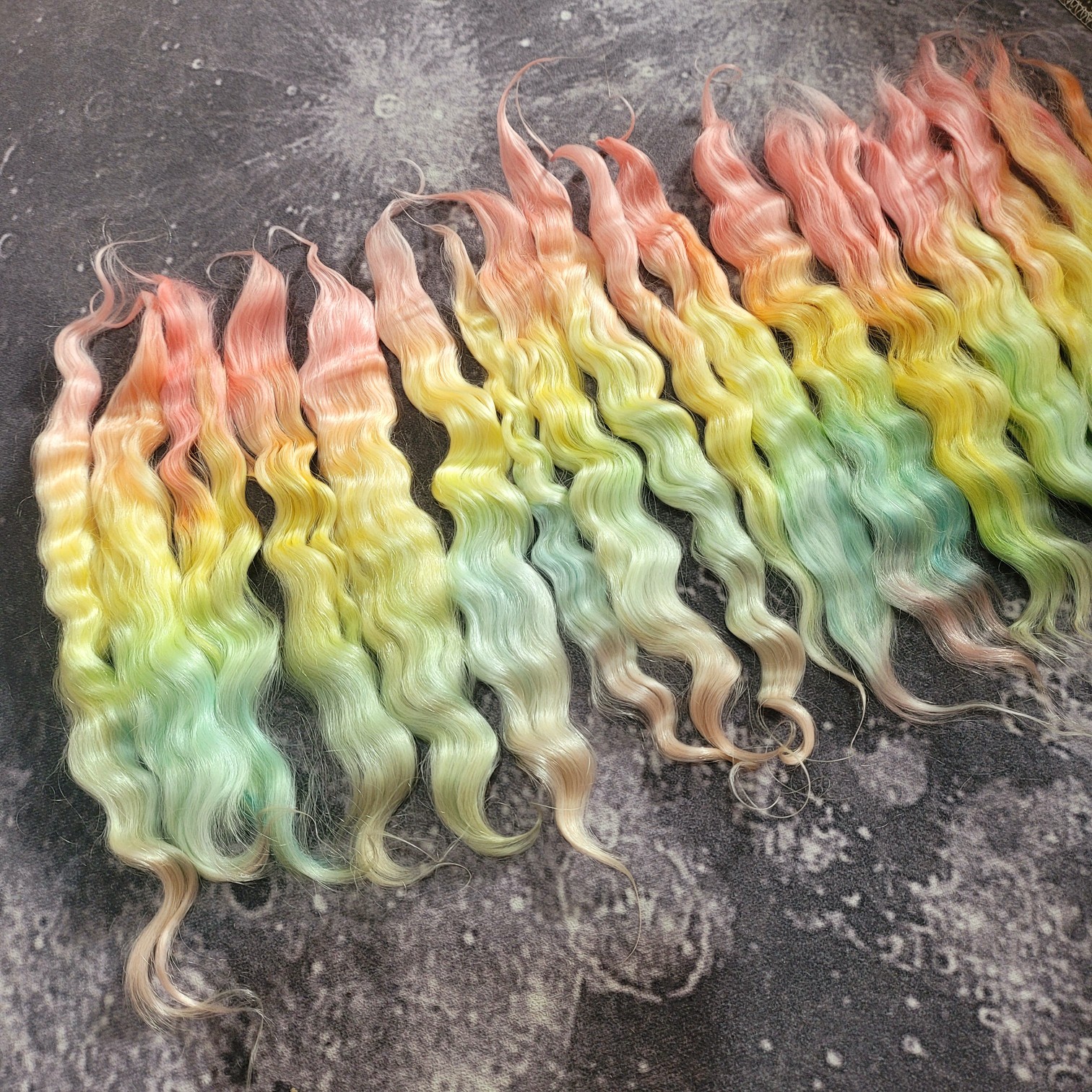 Perruque mohair peignée en laine russe Angora, bouclée, couleur arc-en-ciel, 5g/10g, pour jouets diy