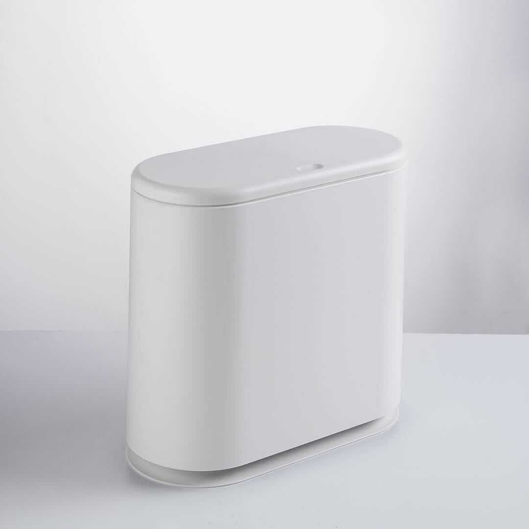 Prullenbak Rechthoek Plastic Push Vuilnisbakken Grote-Size Vuilnisbak Huishoudelijke Afval Opbergbakken Voor Keuken Badkamer Bustbin: WHITE