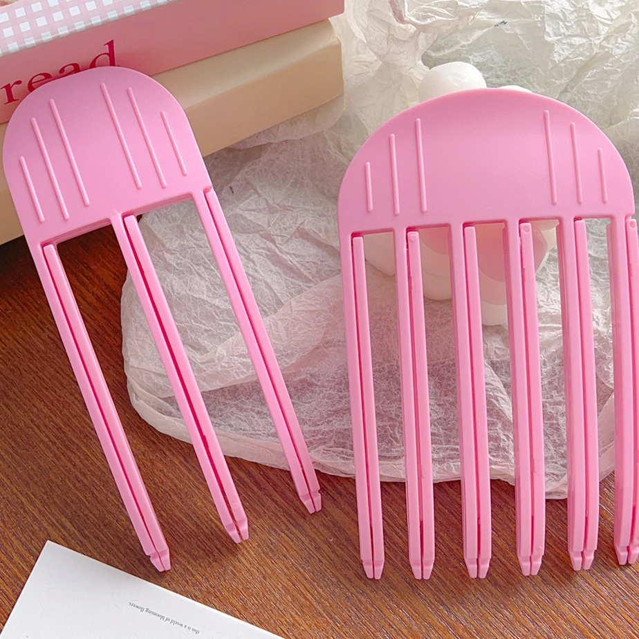 Criar penteados fofos grampos de cabelo feminino plástico curling franja pente raízes de cabelo volumizing hairpin conveniente acessórios para o cabelo: Champagne