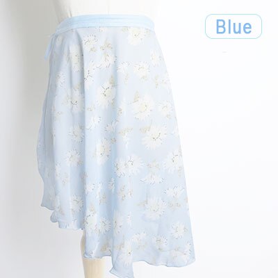 Chiffon ballet nederdel kvinder voksne piger ferie wrap balsal dans nederdel blomster print korte nederdele: Blå