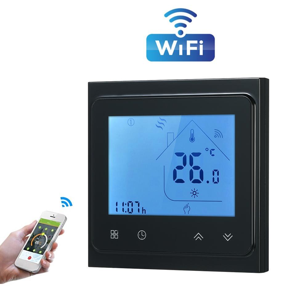 Teekar 95-240V WiFi Smart Thermostat Temperature Controller For Water Electric Heating Gas Boiler Works With Alexa Google Home: Black / Water Heating