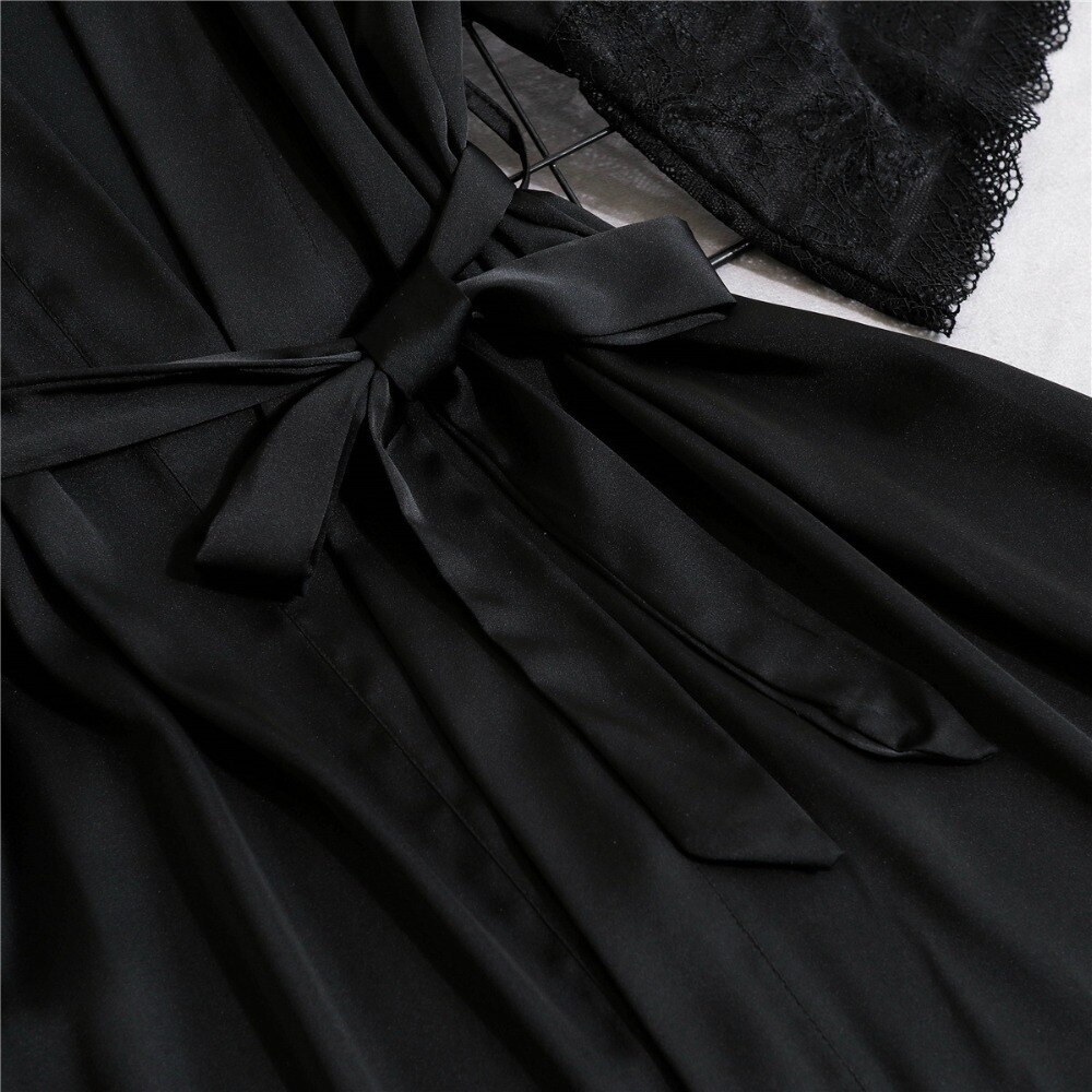 Women Silk Satin Short Night Robe Solid Kimono Robe Sexy Lace Trim Bathrobe Peignoir Bride Bridesmaid Robe Dressing Gown