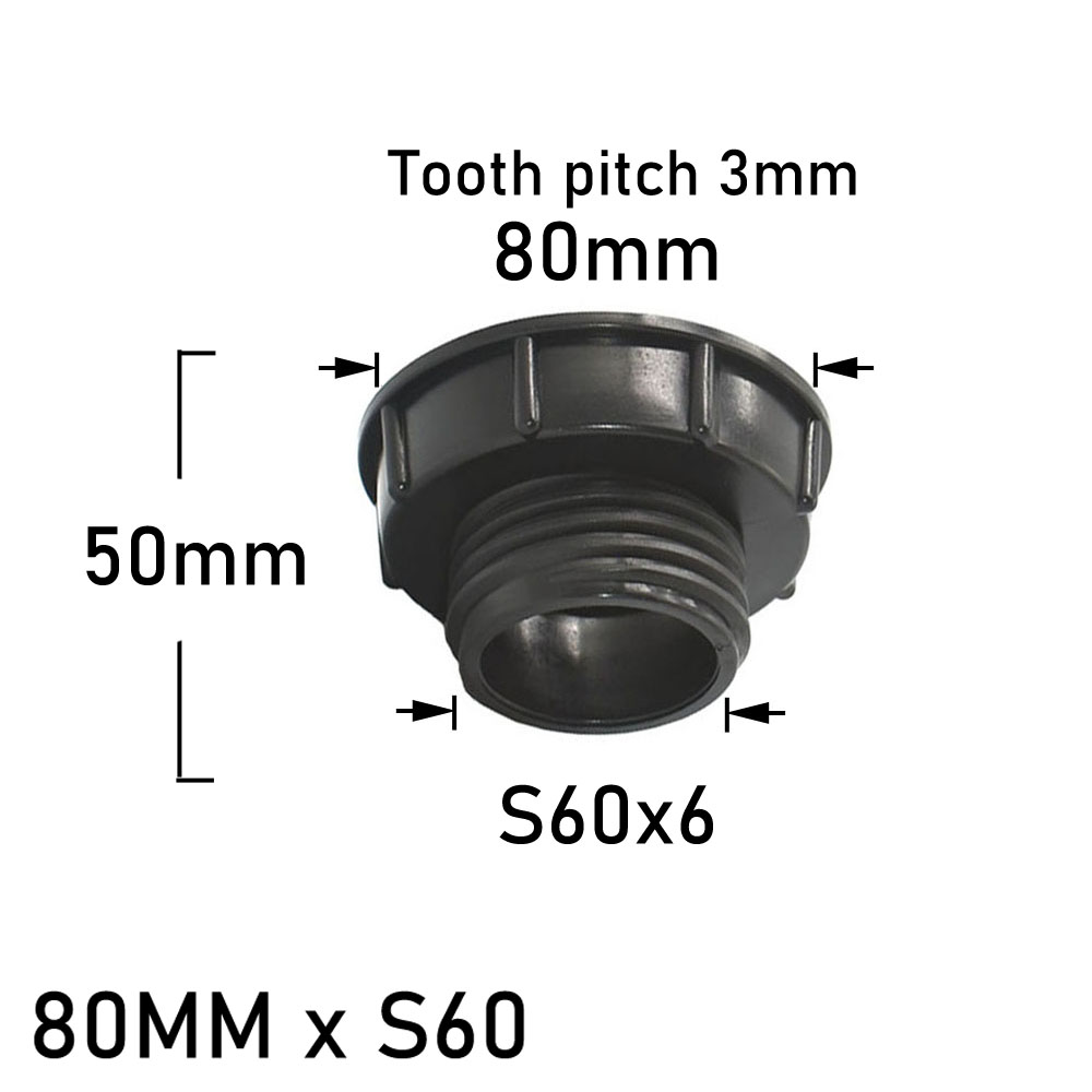 IBC Tank Adapter S60 To 1.5 2" 63/75/80/100mm Thread Connector Garden Ton Barrel Connect Faucet 1000 Liter IBC Tank Fitting: Silver