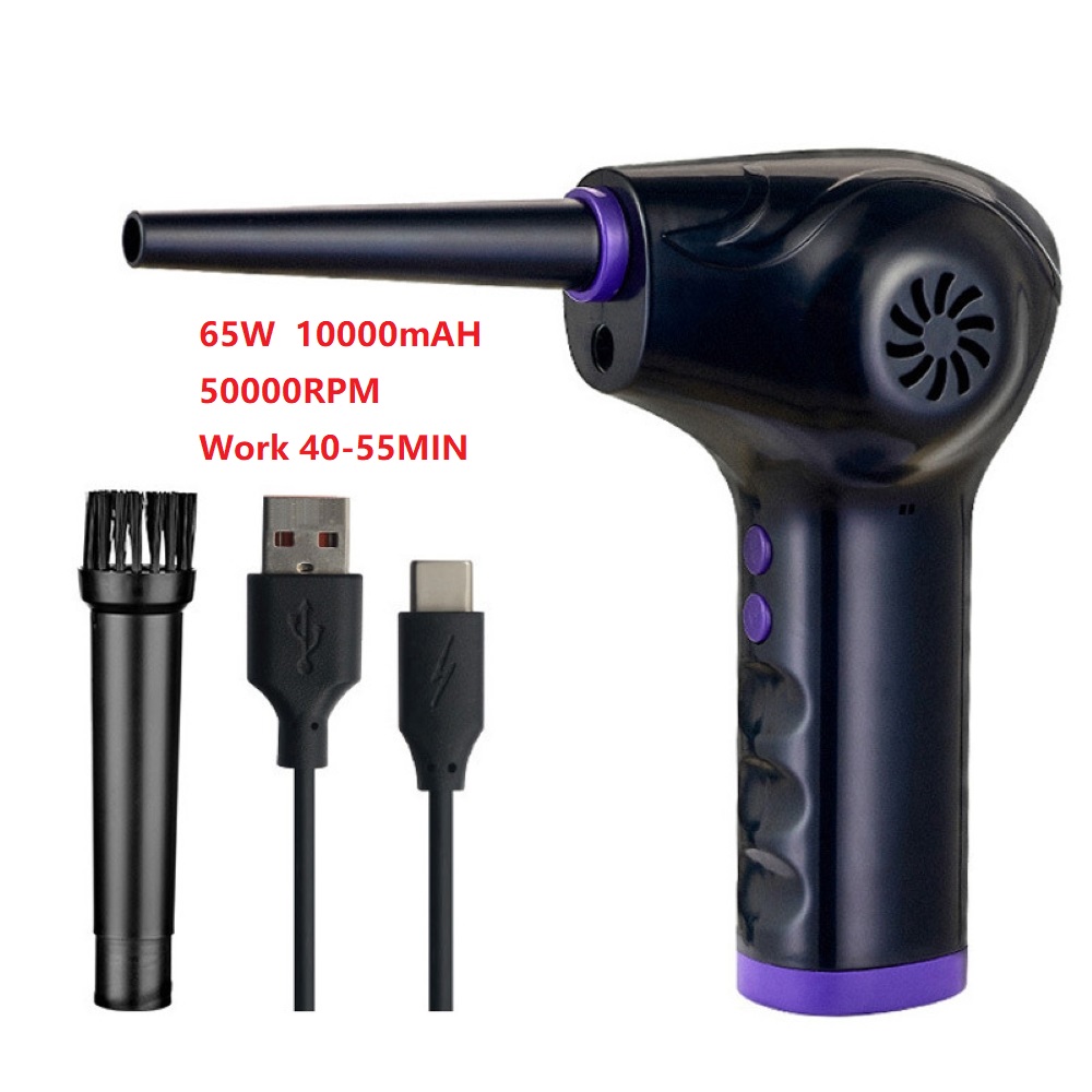 Samengeperste lucht Duster voor computer toetsenbord PC auto schoon 51000 RPM USB opladen draagbare elektrische ontstoffen draadloze lucht blazer: Grey