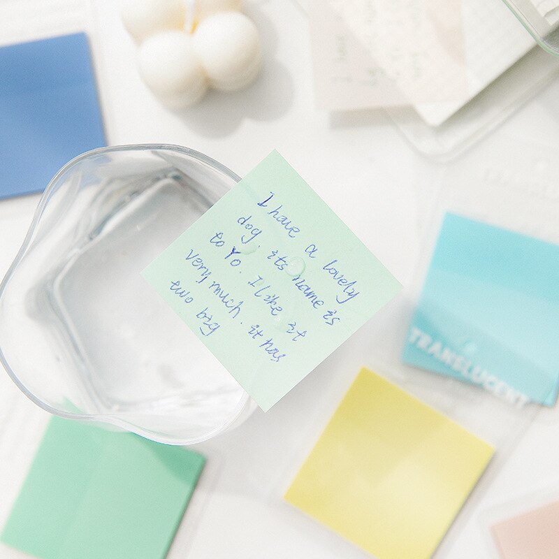 Half Translucent Sticky Notes Colorful Visable Memo Pad School Notepad Waterproof Papeleria 50sheets 5X5cm