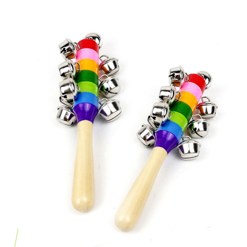 Colorful rattle Colorful wooden bell Orff instruments Baby Rattles 10 percussion string of bells zabawki dla dzieci #3N20