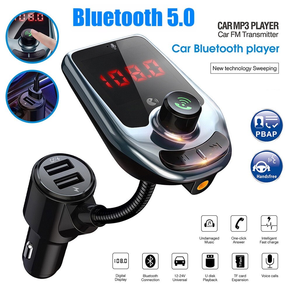 Bluetooth 5.0 FM Modulator Transmitter Car Kit MP3 Modulator Player Wireless Handsfree Audio Receiver Dual USB Fast Charger 3.1A